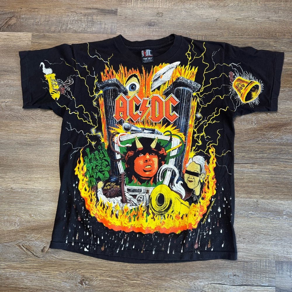 Vintage 1992 AC/DC AOP‎ Single Stitch Giant Tag T Shirt